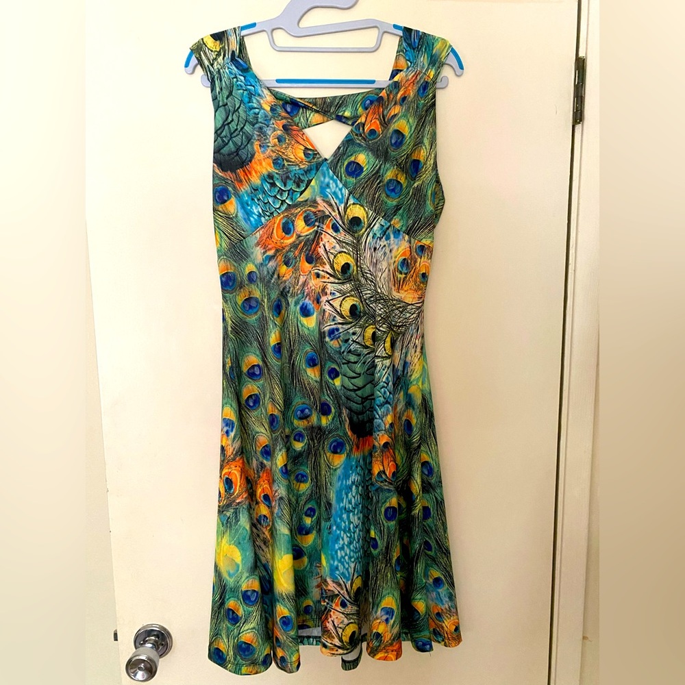 Peacock dress, just above knee, size M